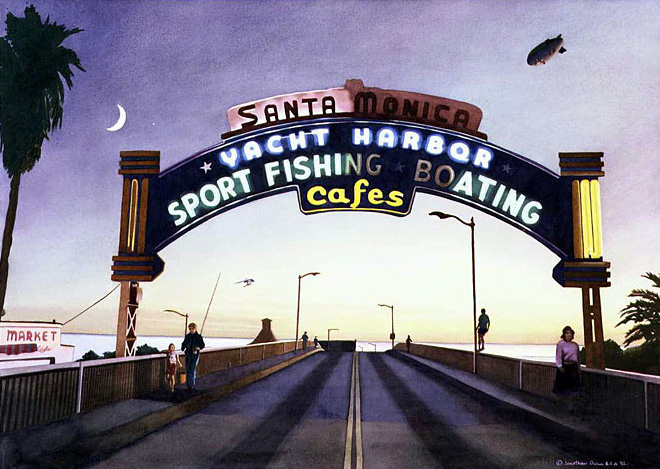 Santa Monica Pier,Sunset by Jonathan Owen Artist